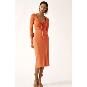 NEW Anthropologie Mango Tie-Front Sweater Midi Dress - M